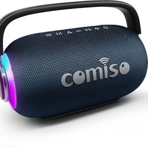 comiso Bluetooth Speaker Portable Waterproof Wireless Boombox LED Light Deep Bass Superior Audio Stereo Pair 40H Playback