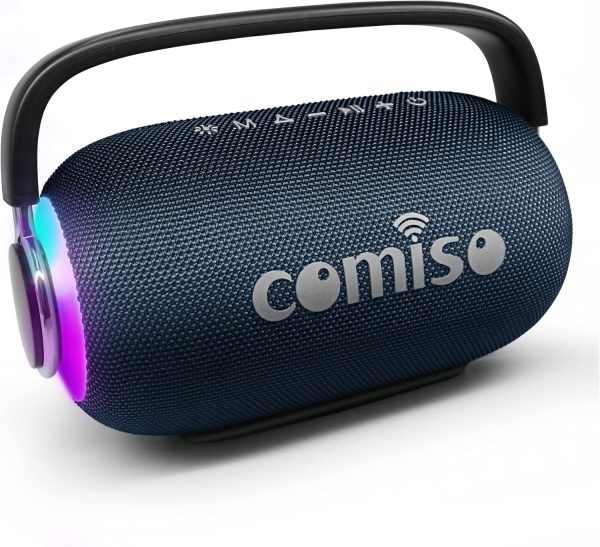 comiso Bluetooth Speaker Portable Waterproof Wireless Boombox LED Light Deep Bass Superior Audio Stereo Pair 40H Playback