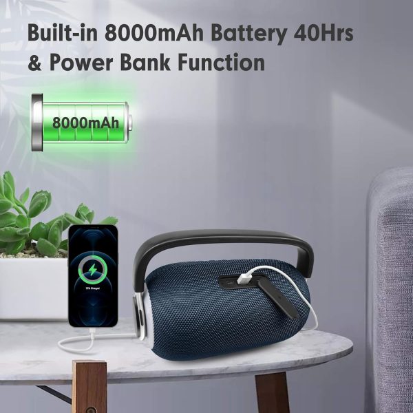 comiso Bluetooth Speaker Portable Waterproof Wireless Boombox LED Light Deep Bass Superior Audio Stereo Pair 40H Playback - Image 6