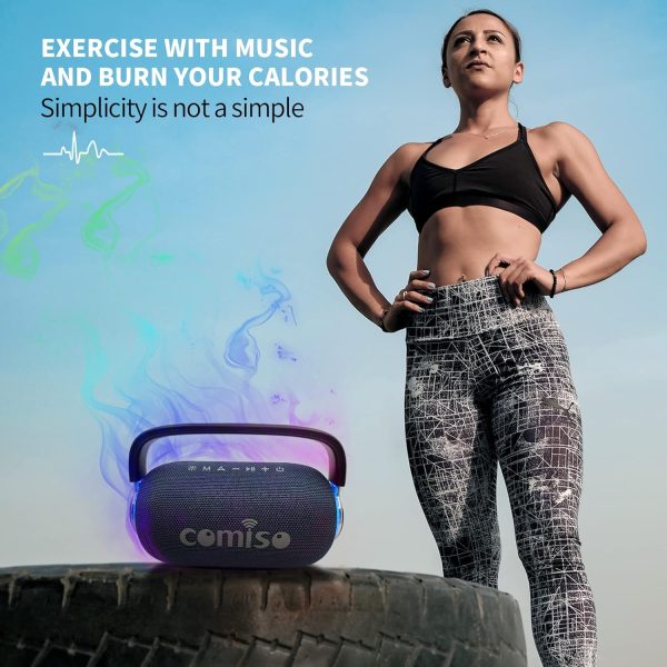 comiso Bluetooth Speaker Portable Waterproof Wireless Boombox LED Light Deep Bass Superior Audio Stereo Pair 40H Playback - Image 9