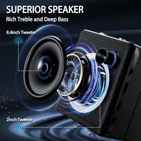 comiso 60W Bluetooth Wireless Speaker, Party Speaker with Loud Subwoofer Heavy Bass,16H Playtime Speakers with Multi-Color LED Light, Portable Outdoor Karaoke PA System with MIC/USB/AUX/TWS - Image 4
