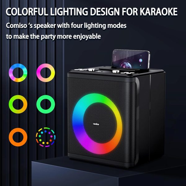 comiso 60W Bluetooth Wireless Speaker, Party Speaker with Loud Subwoofer Heavy Bass,16H Playtime Speakers with Multi-Color LED Light, Portable Outdoor Karaoke PA System with MIC/USB/AUX/TWS - Image 5
