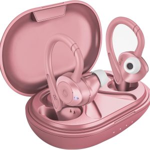 comiso Wireless Earbuds Bluetooth Headphones, True Wireless in Ear Bluetooth 5.1 Earbuds with Microphone, Deep Bass, IPX7 Waterproof Loud Voice Earphones for Sport Outdoor Running Gym Workout(Pink)