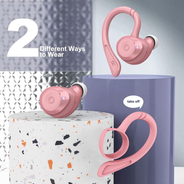 comiso Wireless Earbuds Bluetooth Headphones, True Wireless in Ear Bluetooth 5.1 Earbuds with Microphone, Deep Bass, IPX7 Waterproof Loud Voice Earphones for Sport Outdoor Running Gym Workout(Pink) - Image 3