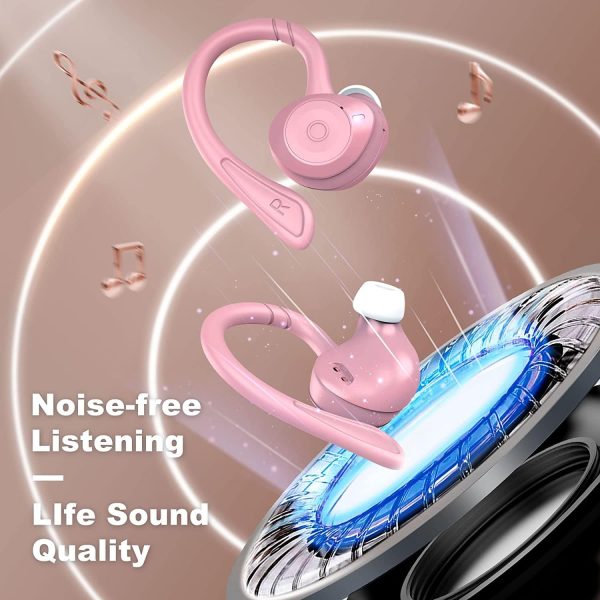 comiso Wireless Earbuds Bluetooth Headphones, True Wireless in Ear Bluetooth 5.1 Earbuds with Microphone, Deep Bass, IPX7 Waterproof Loud Voice Earphones for Sport Outdoor Running Gym Workout(Pink) - Image 4