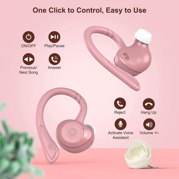 comiso Wireless Earbuds Bluetooth Headphones, True Wireless in Ear Bluetooth 5.1 Earbuds with Microphone, Deep Bass, IPX7 Waterproof Loud Voice Earphones for Sport Outdoor Running Gym Workout(Pink) - Image 6