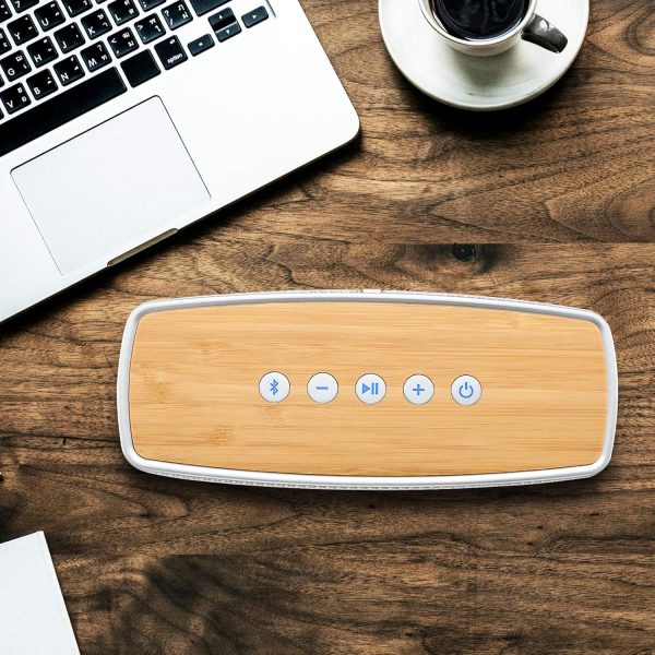 comiso Bluetooth Speakers, Portable Speaker 5.0 with 20W Stereo Sound, Wireless Stereo Pairing, Wood Bluetooth Audio with Subwoofer, 24H Playtime, Hands-Free, Great for Office, Home, Outdoor - Image 7