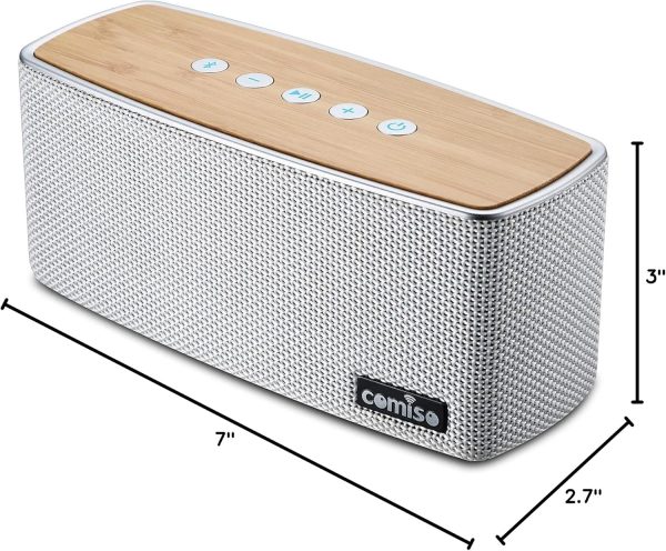 comiso Bluetooth Speakers, Portable Speaker 5.0 with 20W Stereo Sound, Wireless Stereo Pairing, Wood Bluetooth Audio with Subwoofer, 24H Playtime, Hands-Free, Great for Office, Home, Outdoor - Image 10