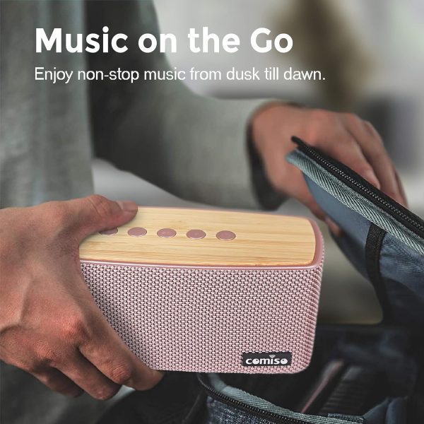 comiso Bluetooth Speakers, Portable Speaker 5.0 with 20W Stereo Sound, Wireless Stereo Pairing, Wood Bluetooth Audio with Subwoofer, 24H Playtime, Hands-Free, Great for Office, Home, Outdoor - Image 15