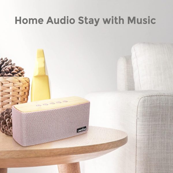 comiso Bluetooth Speakers, Portable Speaker 5.0 with 20W Stereo Sound, Wireless Stereo Pairing, Wood Bluetooth Audio with Subwoofer, 24H Playtime, Hands-Free, Great for Office, Home, Outdoor - Image 16