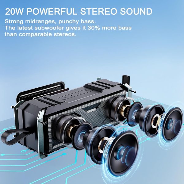 comiso Portable Bluetooth Speaker Wireless 5.3 - Waterproof and Dustproof Bluetooth Speaker with 20W Stereo Sound, 24H Playtime Speakers Bluetoth Wireless with Deep Bass for Home/Outdoor/Beach/Travel - Image 2