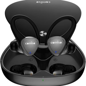 comiso Wireless Earbuds Bluetooth Headphones-5.3 Headphone Sport with Noise Cancelling Mic, Stereo Bass Over Ear Buds with Earhooks, Charging Case, 60H in Ear Bluetooth Earphone for Workout Running