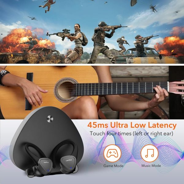 comiso Wireless Earbuds Bluetooth Headphones-5.3 Headphone Sport with Noise Cancelling Mic, Stereo Bass Over Ear Buds with Earhooks, Charging Case, 60H in Ear Bluetooth Earphone for Workout Running - Image 4