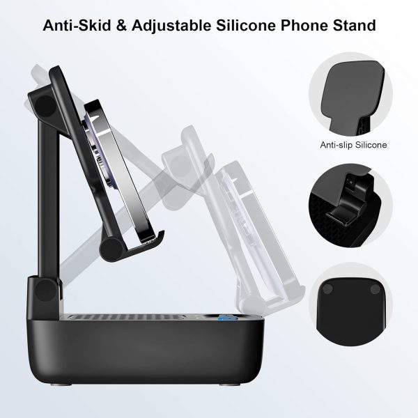 Gifts for Men Women,Birthday Gifts,Cell Phone Stand with Wireless Bluetooth Speaker, Punchy Bass & HD Stereo Sound Speaker for Home & Outdoors Compatible with iPhone/ipad/Samsung-Black - Image 2
