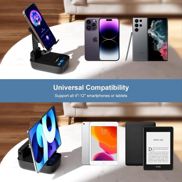 Gifts for Men Women,Birthday Gifts,Cell Phone Stand with Wireless Bluetooth Speaker, Punchy Bass & HD Stereo Sound Speaker for Home & Outdoors Compatible with iPhone/ipad/Samsung-Black - Image 3