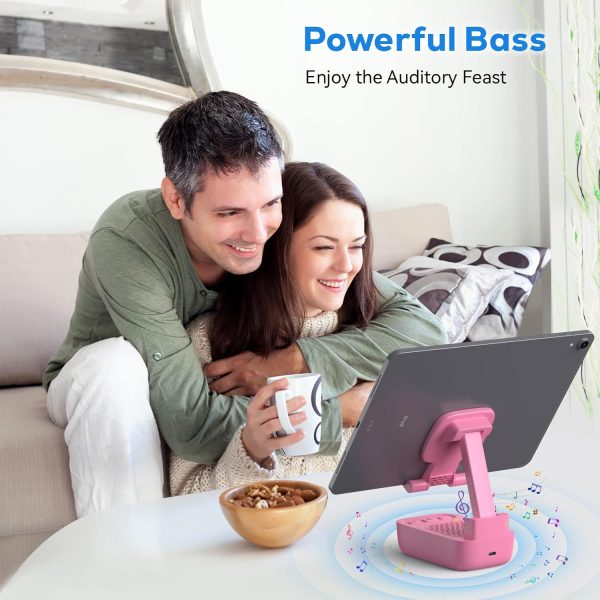 Gifts for Men Women,Birthday Gifts,Cell Phone Stand with Wireless Bluetooth Speaker, Punchy Bass & HD Stereo Sound Speaker for Home & Outdoors Compatible with iPhone/ipad/Samsung-Black - Image 11