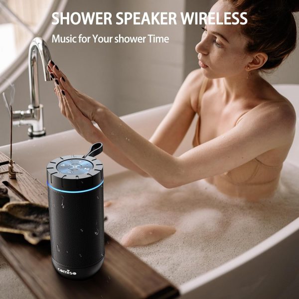 comiso Bluetooth Speaker, IP65 Waterproof Portable Speaker with 360° HD Stereo Sound, Punchy Bass, TWS Pairing, 24H Playtime, Wireless Speakers for Home/Outdoor/Camping/Beach, Gifts for Unisex - Image 4