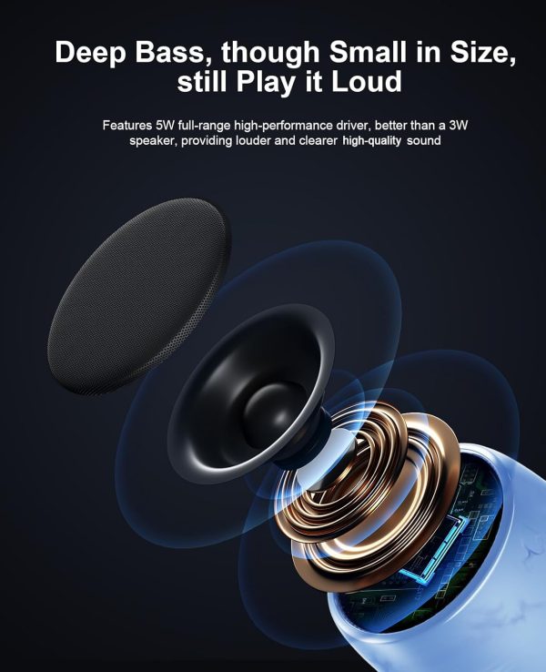 comiso Small Bluetooth Speaker, IPX7 Waterproof Speaker with Robust Bass and Stereo Sound, Wireless Speakers with Hands-Free Call, Portable Speakers for Hiking, Car or Trip, Ideal Gift for Men, Women - Image 2