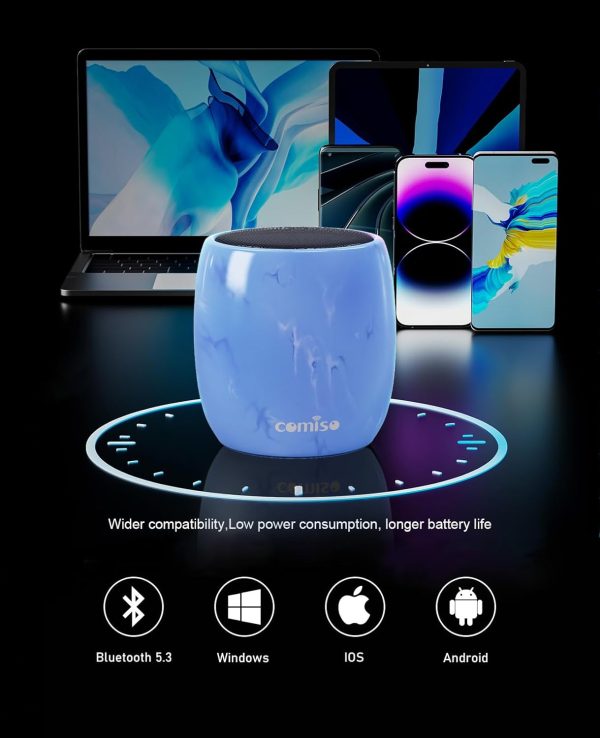 comiso Small Bluetooth Speaker, IPX7 Waterproof Speaker with Robust Bass and Stereo Sound, Wireless Speakers with Hands-Free Call, Portable Speakers for Hiking, Car or Trip, Ideal Gift for Men, Women - Image 4