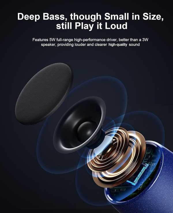 comiso Small Bluetooth Speaker, IPX7 Waterproof Speaker with Robust Bass and Stereo Sound, Wireless Speakers with Hands-Free Call, Portable Speakers for Hiking, Car or Trip, Ideal Gift for Men, Women - Image 9