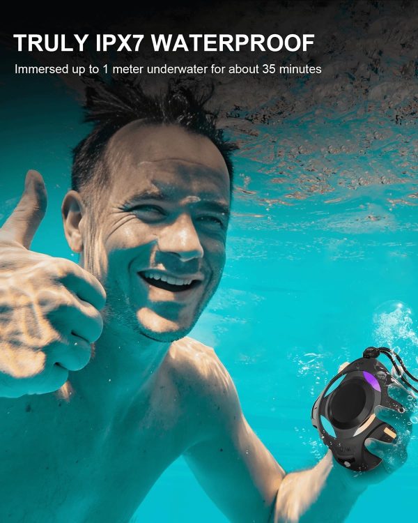 comiso Waterproof Speaker with Robust Bass, Shower Speaker with Dynamic Light, TWS Mode, Loud HD Sound, IP67 Waterproof, 2000mAh, Portable Wireless Speakers for Home, Outdoor/Kayak, Gift for Unisex. - Image 3