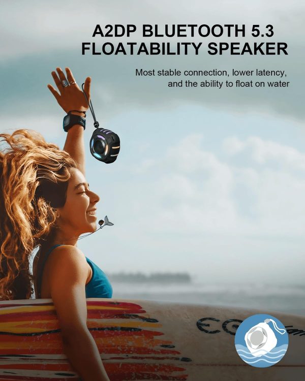 comiso Waterproof Speaker with Robust Bass, Shower Speaker with Dynamic Light, TWS Mode, Loud HD Sound, IP67 Waterproof, 2000mAh, Portable Wireless Speakers for Home, Outdoor/Kayak, Gift for Unisex. - Image 6