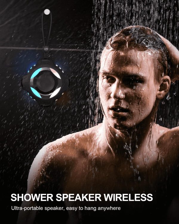 comiso Waterproof Speaker with Robust Bass, Shower Speaker with Dynamic Light, TWS Mode, Loud HD Sound, IP67 Waterproof, 2000mAh, Portable Wireless Speakers for Home, Outdoor/Kayak, Gift for Unisex. - Image 7