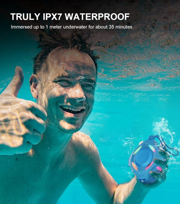 comiso Waterproof Speaker with Robust Bass, Shower Speaker with Dynamic Light, TWS Mode, Loud HD Sound, IP67 Waterproof, 2000mAh, Portable Wireless Speakers for Home, Outdoor/Kayak, Gift for Unisex. - Image 10