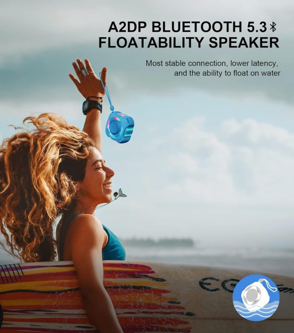 comiso Waterproof Speaker with Robust Bass, Shower Speaker with Dynamic Light, TWS Mode, Loud HD Sound, IP67 Waterproof, 2000mAh, Portable Wireless Speakers for Home, Outdoor/Kayak, Gift for Unisex. - Image 13