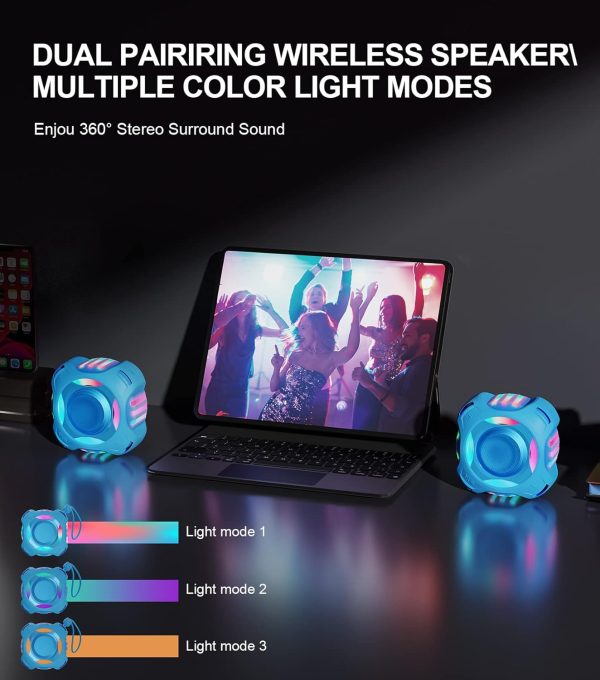 comiso Waterproof Speaker with Robust Bass, Shower Speaker with Dynamic Light, TWS Mode, Loud HD Sound, IP67 Waterproof, 2000mAh, Portable Wireless Speakers for Home, Outdoor/Kayak, Gift for Unisex. - Image 14