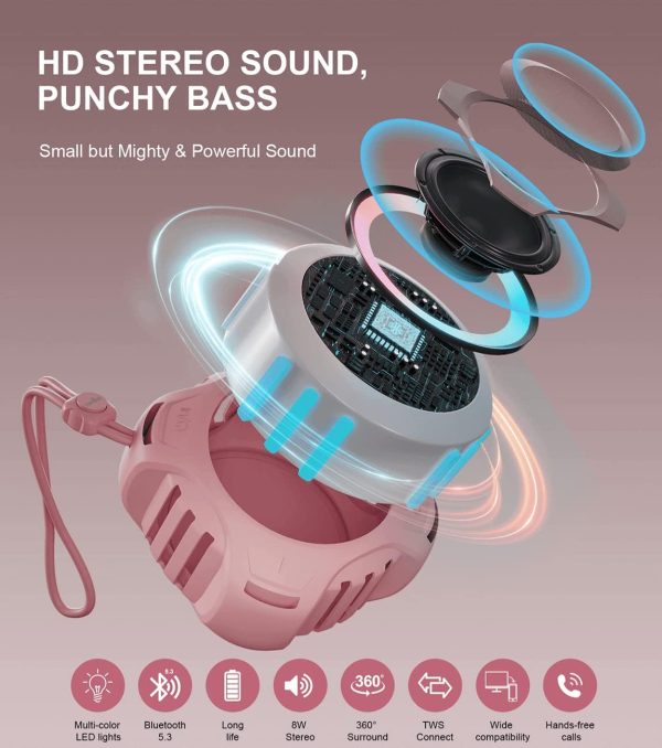 comiso Waterproof Speaker with Robust Bass, Shower Speaker with Dynamic Light, TWS Mode, Loud HD Sound, IP67 Waterproof, 2000mAh, Portable Wireless Speakers for Home, Outdoor/Kayak, Gift for Unisex. - Image 23